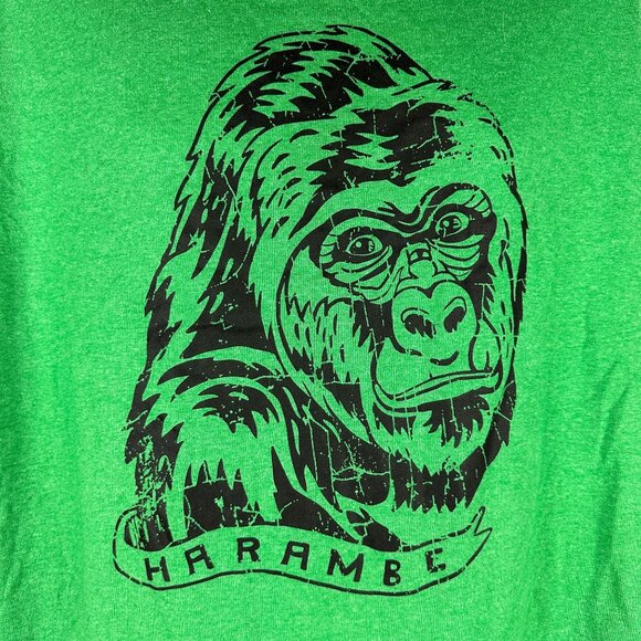 Delta Pro Weight Mens Harambe Graphic Short Sleeved T-Shirt Size XL Green - Picture 1 of 7